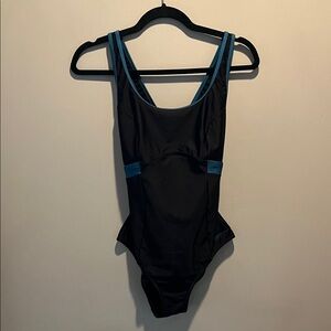 Elegant Black and Blue Women's One Piece Swimsuit